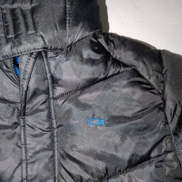 CB Sports Athletic Weather Protection Black Blue Lined Hooded Puff Jacket 14/16 - Picture 7 of 11